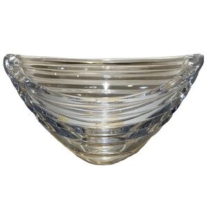 Lenox Ovations Tides Bowl Hand Cut Lead Crystal Oval Glass Art Deco Candy Dish